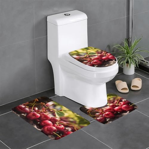 WBQLSL Birnen Saugfähige Bodenmatte - 3-teiliges Set - Badezimmer Anti-Rutsch-Matte Schlafzimmer Türmatte Küchenmatte von WBQLSL