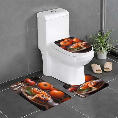 WBQLSL Drived Persimmon Pancake Absorbent Floor Mat - 3-teiliges Set - Badezimmer Anti-Rutsch-Matte Schlafzimmer Türmatte Küchenmatte von WBQLSL