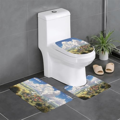 WBQLSL Dunsty and Cloudy Saugfähige Bodenmatte - 3-teiliges Set - Badezimmer Anti-Rutsch-Matte Schlafzimmer Türmatte Küchenmatte von WBQLSL