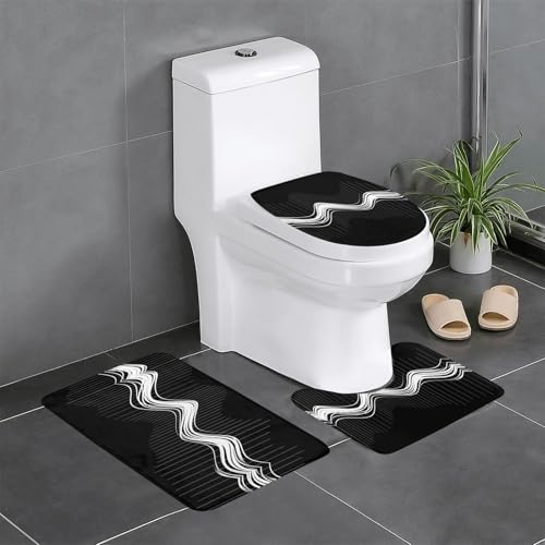 WBQLSL Elektrokardiogramm saugfähige Bodenmatte - 3-teiliges Set - Badezimmer Anti-Rutsch-Matte Schlafzimmer Türmatte Küchenmatte von WBQLSL