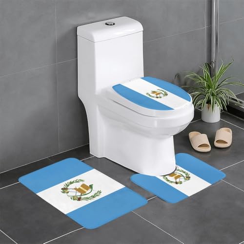 WBQLSL Flagge Guatemalas saugfähige Bodenmatte - 3-teiliges Set - Badezimmer Anti-Rutsch-Matte Schlafzimmer Türmatte Küchenmatte von WBQLSL