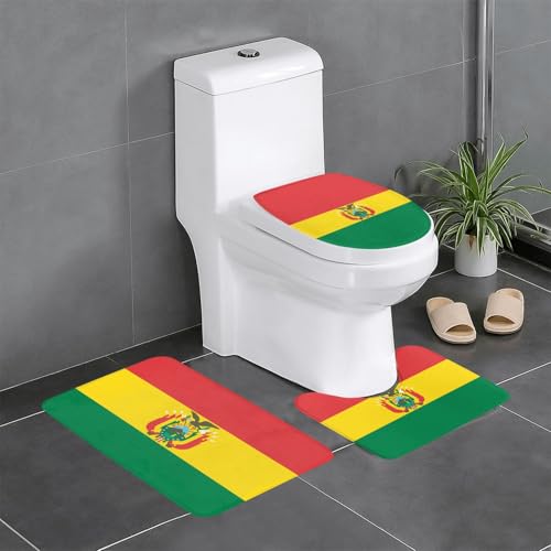 WBQLSL Flagge von Bolivien saugfähige Bodenmatte - 3-teiliges Set - Badezimmer Anti-Rutsch-Matte Schlafzimmer Türmatte Küchenmatte von WBQLSL