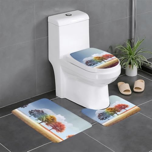 WBQLSL Four Seasons Tree saugfähige Bodenmatte - 3-teiliges Set - Badezimmer Anti-Rutsch-Matte Schlafzimmer Türmatte Küchenmatte von WBQLSL