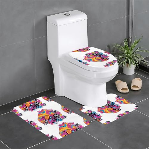 WBQLSL Graffiti Soul Fußmatten Set (3 Stück) - Badezimmer rutschfeste Matte, Schlafzimmer Türmatte, Küchenmatte von WBQLSL