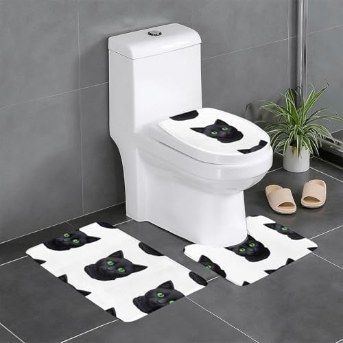 WBQLSL Green Eyed Kitten Saugfähige Bodenmatte - 3-teiliges Set - Badezimmer Anti-Rutsch-Matte Schlafzimmer Türmatte Küchenmatte von WBQLSL