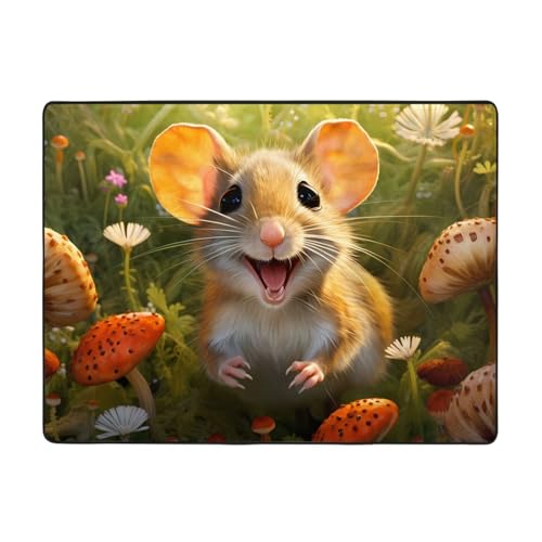 WBQLSL Happy Mouse bedruckter Wohnzimmerteppich, 160 x 121,9 cm, Bodenmatte für Zuhause, Büro, geeignet für unter Sofa, Arbeitszimmer WBQLSL Happy Mouse bedruckter Wohnzimmerteppich, 160 x 121,9 cm, Bodenmatte für Zuhause, Büro, geeignet für unter Sofa, Arbeitszimmer von WBQLSL