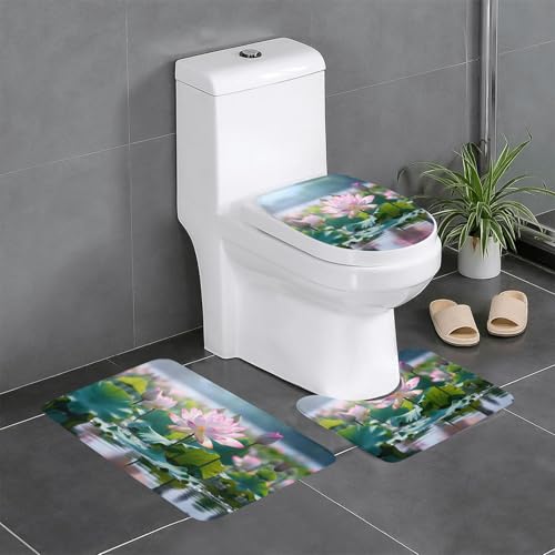 WBQLSL Lotus saugfähige Bodenmatte - 3-teiliges Set - Badezimmer Anti-Rutsch-Matte Schlafzimmer Türmatte Küchenmatte von WBQLSL