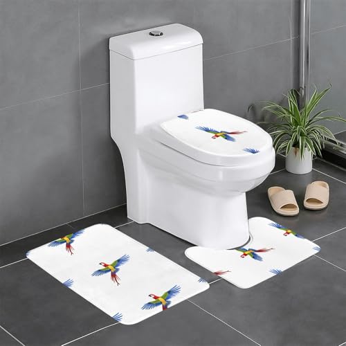 WBQLSL Macaw Fußmatten-Set (3-teilig) - Badezimmer rutschfeste Matte, Schlafzimmer Türmatte, Küchenmatte von WBQLSL