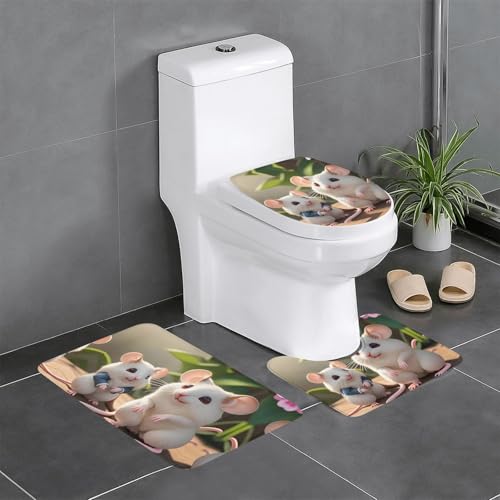 WBQLSL Mutter und Kind Ratten Saugfähige Bodenmatte - 3-teiliges Set - Badezimmer Anti-Rutsch-Matte Schlafzimmer Türmatte Küchenmatte von WBQLSL