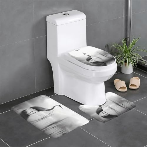 WBQLSL Nordamerikanischer Kranich saugfähige Bodenmatte - 3-teiliges Set - Badezimmer Anti-Rutsch-Matte Schlafzimmer Türmatte Küchenmatte von WBQLSL