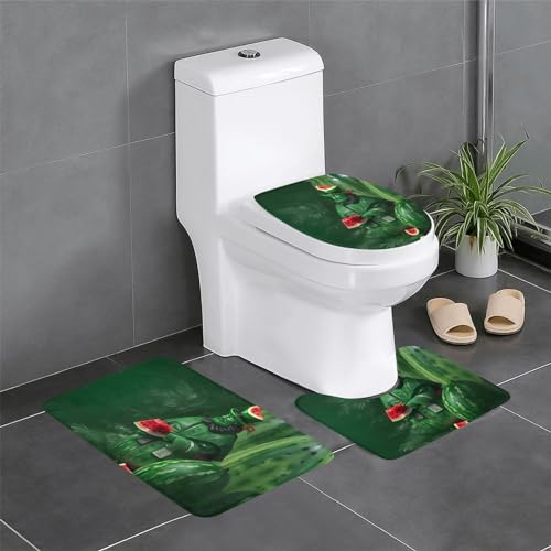 WBQLSL Patrick's Wassermelone Festival saugfähige Bodenmatte - 3-teiliges Set - Badezimmer Anti-Rutsch-Matte Schlafzimmer Türmatte Küchenmatte von WBQLSL