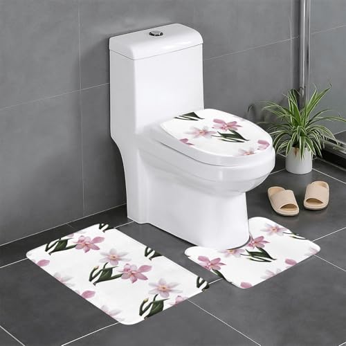 WBQLSL Pink Lily Saugfähige Bodenmatte - 3-teiliges Set - Badezimmer Anti-Rutsch-Matte Schlafzimmer Türmatte Küchenmatte WBQLSL Pink Lily Saugfähige Bodenmatte - 3-teiliges Set - Badezimmer Anti-Rutsch-Matte Schlafzimmer Türmatte Küchenmatte von WBQLSL