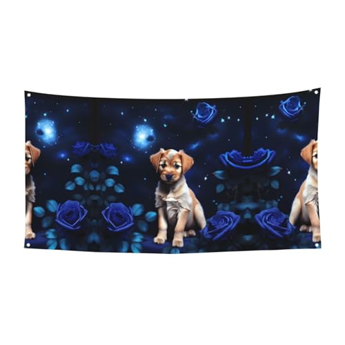 WBQLSL Puppy Blue Rose Printed Birthday Party Banner Decoration - Suitable for Holiday Celebration Background Wall Decoration WBQLSL Puppy Blue Rose Printed Birthday Party Banner Decoration - Suitable for Holiday Celebration Background Wall Decoration von WBQLSL