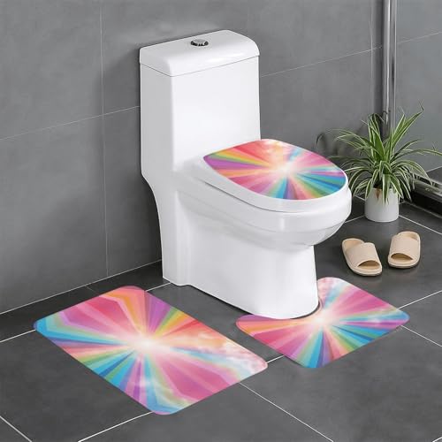 WBQLSL Pure Rainbow Saugfähige Bodenmatte - 3-teiliges Set - Badezimmer Anti-Rutsch-Matte Schlafzimmer Türmatte Küchenmatte von WBQLSL