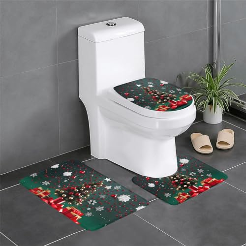 WBQLSL Runde Kugel Weihnachtsbaum saugfähige Bodenmatte - 3-teiliges Set - Badezimmer Anti-Rutsch-Matte Schlafzimmer Türmatte Küchenmatte von WBQLSL