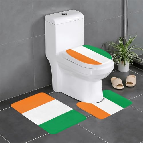 WBQLSL Saugfähige Bodenmatte mit Flagge der Elfenbeinküste – 3-teiliges Set – Badezimmer-Anti-Rutsch-Matte, Schlafzimmer-Fußmatte, Küchenmatte von WBQLSL
