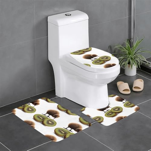 WBQLSL Saugfähige Bodenmatte mit einem Hörner-Nashorn – 3-teiliges Set – Badezimmer-Matte, Schlafzimmer-Türmatte, Küchenmatte, von WBQLSL