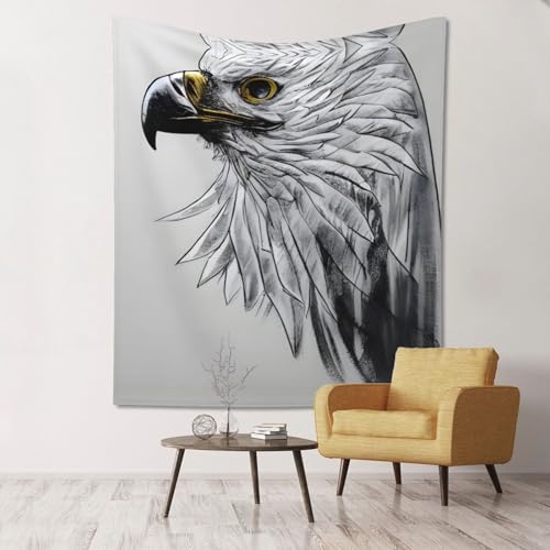 WBQLSL Skizzieren eines Adlermusters Wandbehang Tischdecke 152,4 x 139,9 cm – geeignet für Hof-Partys, Balkondekoration von WBQLSL