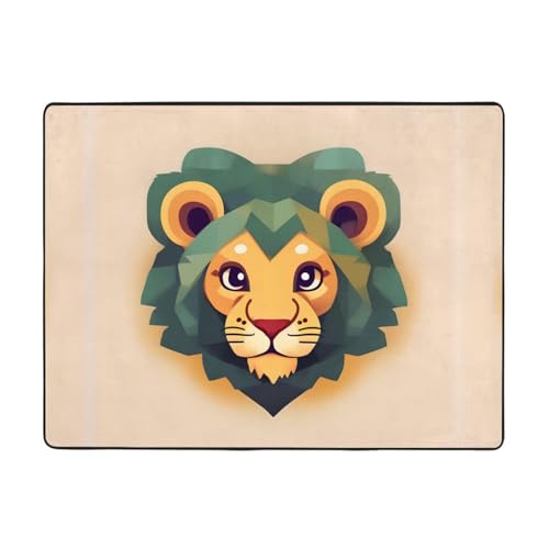 WBQLSL Teppich mit Cartoon-Löwen-Motiv, bedruckt, 160 x 121,9 cm, angenehme Haptik, verschönert den Einrichtungsstil von WBQLSL