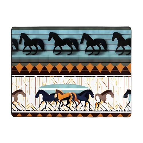 WBQLSL Teppich mit Pferdestreifenmuster, bedruckt, für Wohnzimmer, 160 x 121,9 cm, geeignet für unter Sofa, Arbeitszimmer WBQLSL Teppich mit Pferdestreifenmuster, bedruckt, für Wohnzimmer, 160 x 121,9 cm, geeignet für unter Sofa, Arbeitszimmer von WBQLSL