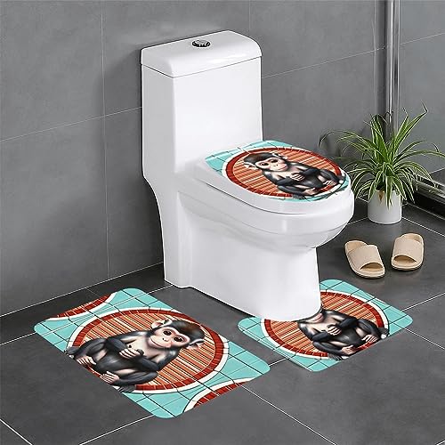 WBQLSL The Silent Monkey Saugfähige Bodenmatte - 3-teiliges Set - Badezimmer Anti-Rutsch-Matte Schlafzimmer Türmatte Küchenmatte von WBQLSL