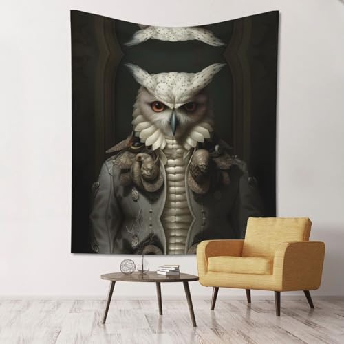 WBQLSL Wandbehang mit Eulen-Anthropomorphismus-Muster, Tischdecke, 152,4 x 130,9 cm, geeignet für Hof, Party, Balkon, Dekoration von WBQLSL