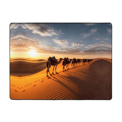 WBQLSL Wohnwagen der Kamele bedruckter Wohnzimmerteppich, 160 x 121,9 cm, Bodenmatte, geeignet für unter Sofa, Arbeitszimmer WBQLSL Wohnwagen der Kamele bedruckter Wohnzimmerteppich, 160 x 121,9 cm, Bodenmatte, geeignet für unter Sofa, Arbeitszimmer von WBQLSL