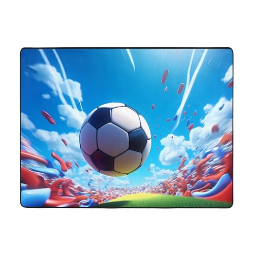 WBQLSL Wohnzimmer-Teppich mit Cartoon-Fußball-Motiv, 160 x 121,9 cm, geeignet für Zuhause, Büro, geeignet für unter Sofa, Arbeitszimmer WBQLSL Wohnzimmer-Teppich mit Cartoon-Fußball-Motiv, 160 x 121,9 cm, geeignet für Zuhause, Büro, geeignet für unter Sofa, Arbeitszimmer von WBQLSL