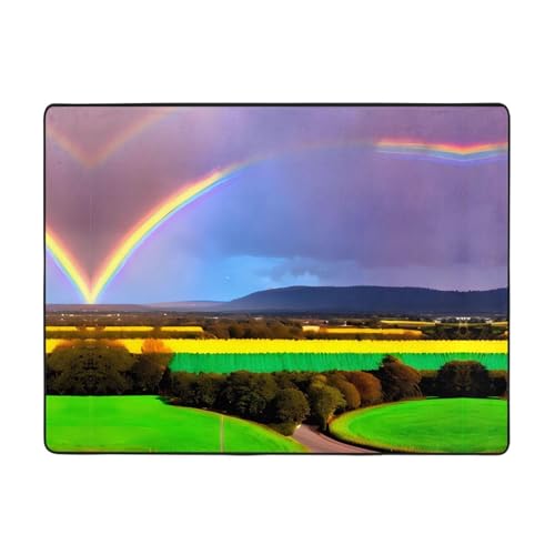 WBQLSL Wohnzimmer-Teppich mit Regenbogen-Druck, 160 x 121,9 cm, Bodenmatte für Zuhause, Büro, geeignet für unter Sofa, Arbeitszimmer WBQLSL Wohnzimmer-Teppich mit Regenbogen-Druck, 160 x 121,9 cm, Bodenmatte für Zuhause, Büro, geeignet für unter Sofa, Arbeitszimmer von WBQLSL