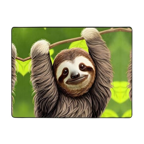 WBQLSL Wohnzimmer-Teppich mit niedlichem Faultier-Motiv, 160 x 121,9 cm, geeignet für unter Sofa, Arbeitszimmer WBQLSL Wohnzimmer-Teppich mit niedlichem Faultier-Motiv, 160 x 121,9 cm, geeignet für unter Sofa, Arbeitszimmer von WBQLSL