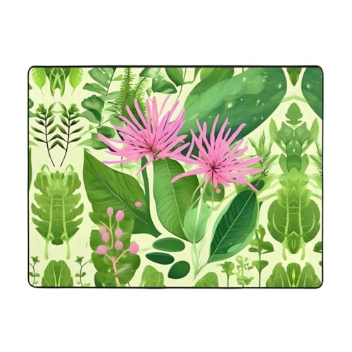 WBQLSL Wohnzimmer-Teppich mit rosa Pflanzenblumen, bedruckt, 160 x 121,9 cm, Bodenmatte, geeignet für unter Sofa, Arbeitszimmer WBQLSL Wohnzimmer-Teppich mit rosa Pflanzenblumen, bedruckt, 160 x 121,9 cm, Bodenmatte, geeignet für unter Sofa, Arbeitszimmer von WBQLSL