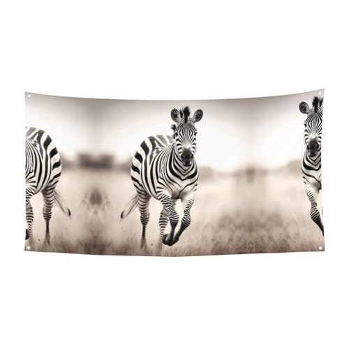 WBQLSL Zebra Running Printed Birthday Party Banner Decoration - Suitable for Holiday Celebration Background Wall Decoration von WBQLSL