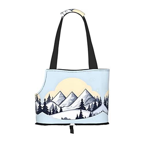 Weiße Schnee-Berge bedruckte Haustier-Umhängetasche – faltbares Design, kleine Katzen- und Hunde-Reisetasche Weiße Schnee-Berge bedruckte Haustier-Umhängetasche – faltbares Design, kleine Katzen- und Hunde-Reisetasche von WBQLSL