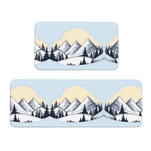 White Snowy Mountains Bedruckte Polstermatte - 2-teiliges Set, multifunktionale Matte für Küche, Bad und Schlafzimmer White Snowy Mountains Bedruckte Polstermatte - 2-teiliges Set, multifunktionale Matte für Küche, Bad und Schlafzimmer von WBQLSL