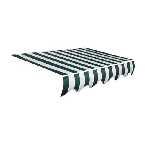 WBQYIPD Ersatzstoff for Terrassenmarkise, Segeltuch, Sonnenschutzvolant, Grün-weiß Gestreiftes Polyestertuch, UV-beständig, Wasserabweisend(400x400cm/13.1x13.1ft) von WBQYIPD