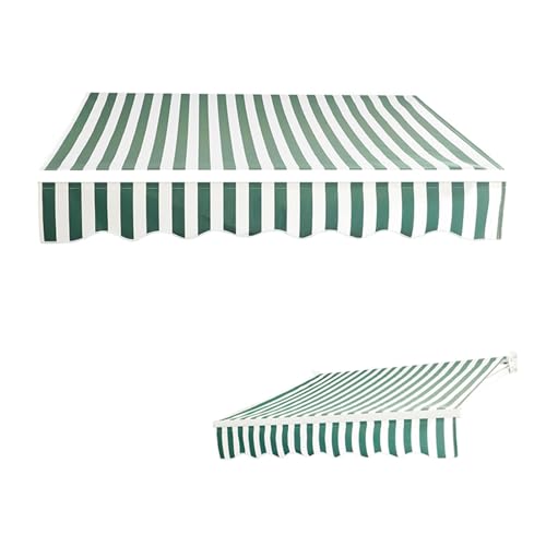 WBQYIPD Markisenstoff Mit Grünen Und Weißen Streifen, Ersatz-Sonnenschutzüberdachung, Einziehbarer, Wasserdichter Sonnenschutz Aus Polyester(400x300cm/13x10ft) von WBQYIPD