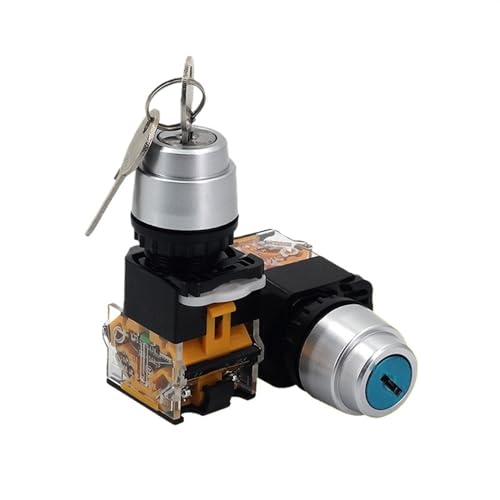 2 Stück Drehschalter 22 mm Druckknopfknopf mit Schlüssel LA38-11Y2 zwei/drei Positionen 1NO1NC rotierende Verriegelung/Schloss Stromversorgung(2 Position(Latching)) von WBQZMPEF