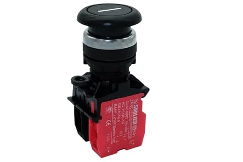 Wasserdichter Not-Aus-Pilzkopf-Druckknopfschalter mit Markierung SB1 LA68C M22-MJ45M Momentfeder Ø22 mm(Red,1NO AND 1NC) von WBQZMPEF