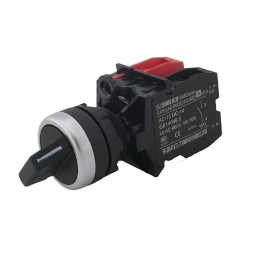 Wasserdichter Wahlschalter, Drehschalter, Knopfschalter, zwei oder drei Positionen, Standardgriff SB1 LA68C M22-AX25 Ø22 mm(3 fixed position,1NO and 1NC) von WBQZMPEF