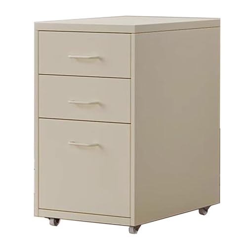 Aktenschrank Aus Eisen Mit 3 Schubladen, Rollschrank Unter Dem Schreibtisch, Mobile Aktenschränke Unter Dem Schreibtisch Für Das Home Office,Beige von WBRSybUK