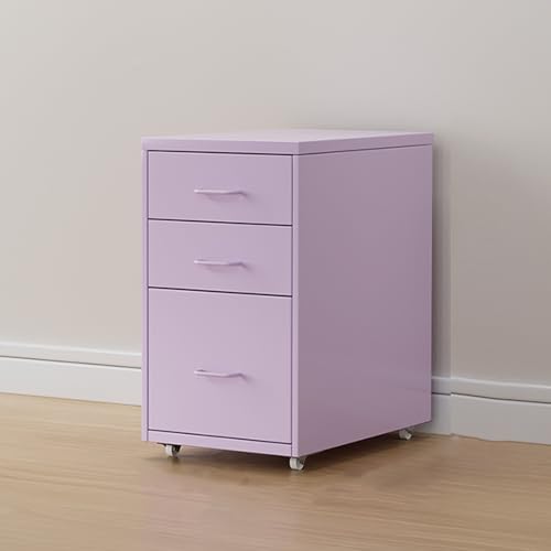 Aktenschrank Aus Eisen Mit 3 Schubladen, Rollschrank Unter Dem Schreibtisch, Mobile Aktenschränke Unter Dem Schreibtisch Für Das Home Office,Purple von WBRSybUK