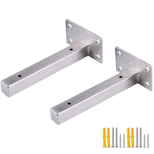 2 x Wandhalterung aus Metall, robuste schwebende Regalhalterung, versteckte Regalhalterungen aus Edelstahl for Wohnzimmer, Schlafzimmer, Garage, mit Schrauben, Silber(150mm(5.9in)) von WBTAJZHY
