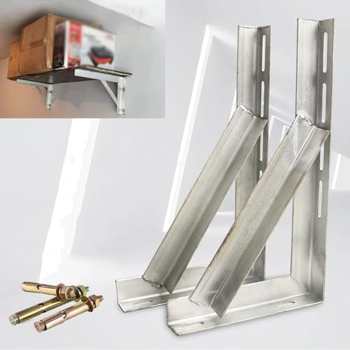 2er-Pack Hochleistungs-Regalhalterung aus Metall, L-förmige rechtwinklige Regalstützen, Wandhalterungen, schwebende dreieckige Regalhalterung for offene Regale, mit Schrauben, Silber(60cm(23.6in)) von WBTAJZHY