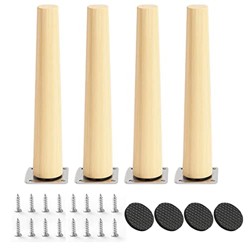 Holzmöbelbeine 4 Stück, mittelalterliche Tischfüße, runde Sofabeine aus Massivholz, Stützfüße for Couchtische, for Schränke, Kommoden, Betten, Ersatzfüße, schräg-35 cm(Straight,20cm/7.8in) von WBTAJZHY