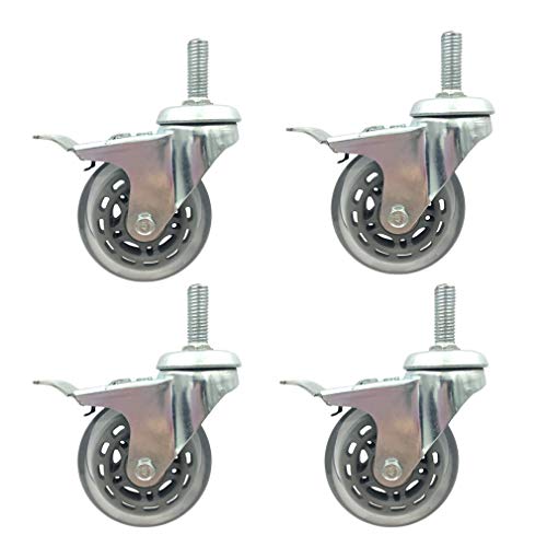 Lenkrolle aus Polyurethan, Möbelrolle mit Bremse, universell um 360 Grad drehbar, mit Gewindestange, for Ihren Teppich/Hartholz, 4 Stück (M12, Bremse) (Farbe: Bremse, Größe: M10)(Brake,M8) von WBTAJZHY