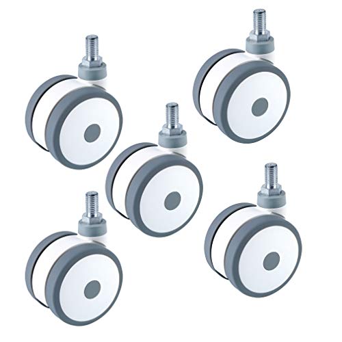 Lenkrollen aus Gummi, Ersatzrollen, Lenkrollen mit Bremsen, M12-Gewindestange, 360-Grad-Drehung, geräuschlose Rollen, Ihr Boden, 5 Stück (Bremse) (Farbe: Bremse)(Swivel) von WBTAJZHY
