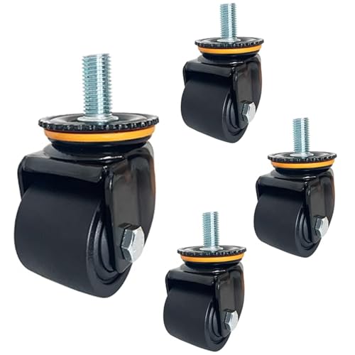 M20 Hochleistungs-Lenkrolle mit Gewindeschaft und Bremse, 2/2,5/3 Zoll Doppellager-Nylon-Lenkrolle, 4er-Set geräuschlose Ersatzreifen for Möbel, Industrie(Swivel,3inch) von WBTAJZHY