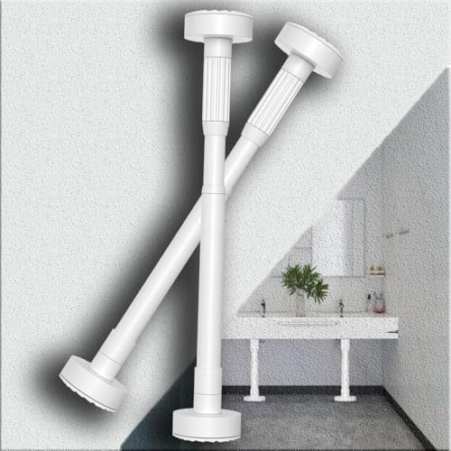 Verstellbare Beine, Bohrfreie Stützstangen for Küchenspülen, Stützbeine aus Edelstahl for Badezimmermöbelbeine(White,2*Height 70 120cm) von WBTAJZHY