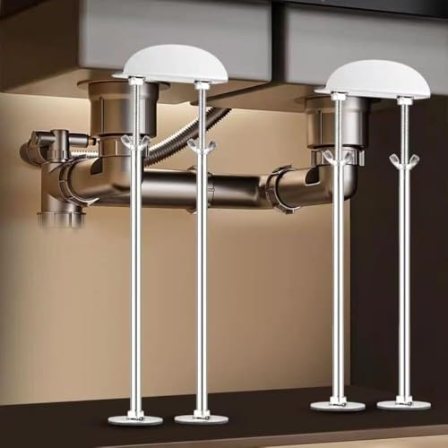 Verstellbare Beine, Stützbeine for Badezimmerwaschbecken ohne Bohren, Stützstangen for Küchenspülen aus Edelstahl, Reparatursatz, Teleskop(2*H 41 51cm(16" 20")) von WBTAJZHY