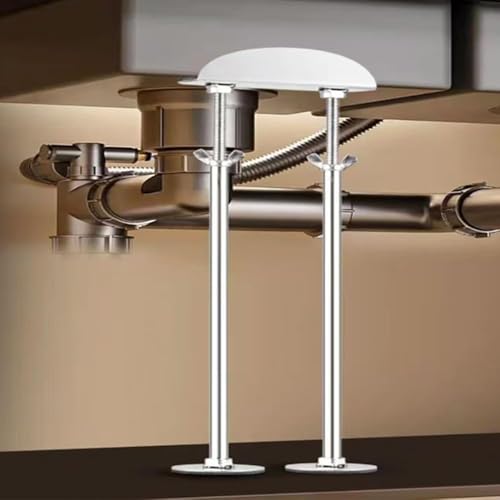 Verstellbare Beine, Stützbeine for Badezimmerwaschbecken ohne Bohren, Stützstangen for Küchenspülen aus Edelstahl, Reparatursatz, Teleskop(H 53 63cm(20.8" 24.8")) von WBTAJZHY